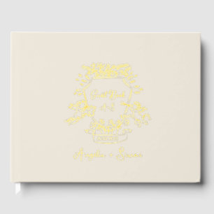 Gold Foil Monogramme Beige Mariage Livre d'or