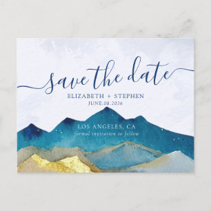 Gold Foil Mountains Wedding Photo Save the Date Announcement Postcard
