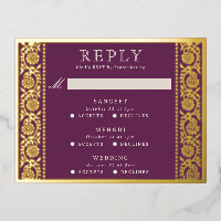 Gold Foil Multi Événement Floral Wedding Carte RSV