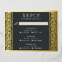 Gold Foil Multi Événement Floral Wedding Carte RSV