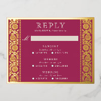 Gold Foil Multi Événement Floral Wedding Carte RSV