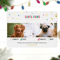 Gold Foil Naughty ou Nice Carte photo à deux chien
