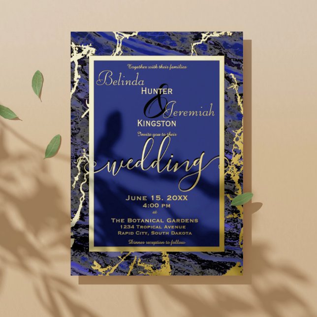 Gold Foil & Navy Blue 5" x 7" Invitations de maria (Créateur téléchargé)