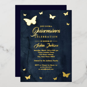GOLD FOIL Navy Butterfly Quinceanera Foil