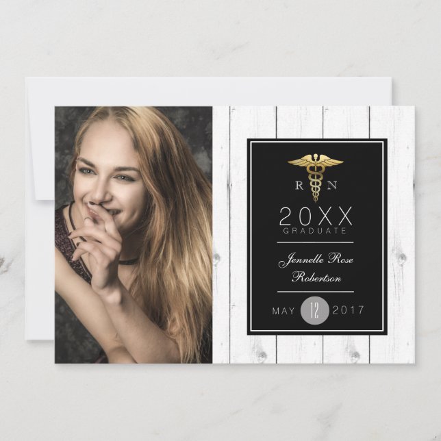 Gold Foil Nursing Graduation Party | FAIRE-PART (Devant)