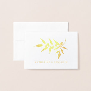 Gold Foil Olive Branch   Wedding Card