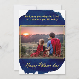Gold Foil On Blue Watercolor Father's Day Card