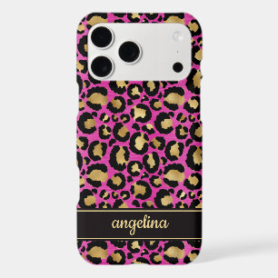 Gold Foil On Hot Pink Leopard Print Monogrammed