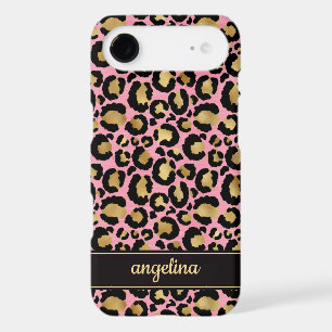 Gold Foil On Pink Leopard Print Monogrammed
