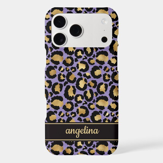 Gold Foil On Purple Leopard Print Monogrammed (Verso)