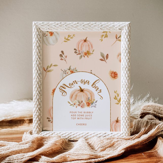 Gold foil orange pumpkin mom-osa bar  poster (Creator Uploaded)