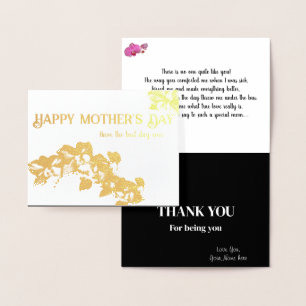 Gold Foil Orchid Mother's Day w/ printed greeting Card