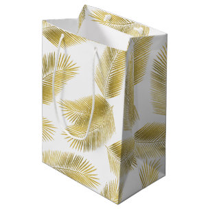 Gold Foil Palm Leaves Pattern Medium Gift Bag