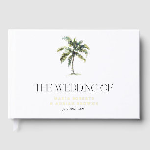 Gold Foil Palm Tree Tropical Beach Wedding Guest Book