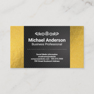 Gold Foil Pattern   Carbon Black Business Card