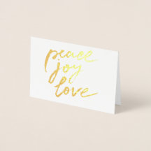 Gold Foil Peace Joy Love Holiday Christmas Photo