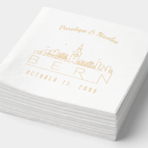 Gold Foil Personalized Bern Wedding Napkins