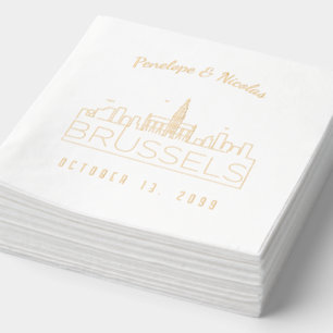 Gold Foil Personalized Brussels Wedding Napkins