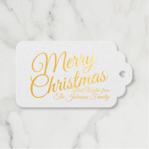 Gold Foil Personalized Family Christmas Foil Card Gift Tags