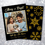 Gold Foil Personalized Family Photo Christmas Foil Holiday Card<br><div class="desc">Pretty elegant gold foil Christmas cards. Just upload your family photo in the personalize area. You can edit the text to say what you want and add your names. Pretty black and gold snowflake background.</div>