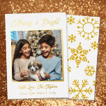 Gold Foil Personalized Family Photo Christmas Foil Holiday Card<br><div class="desc">Pretty elegant gold foil Christmas cards. Just upload your family photo in the personalize area. You can edit the text to say what you want and add your names. Pretty gold snowflake background.</div>
