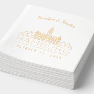 Gold Foil Personalized Hamburg Wedding Napkins