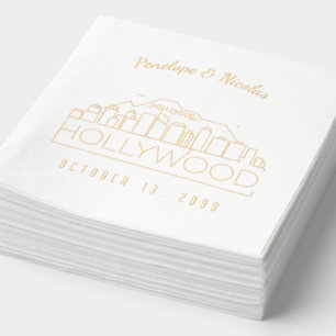 Gold Foil Personalized Hollywood Wedding Napkins