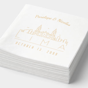 Gold Foil Personalized Lima Wedding Napkins