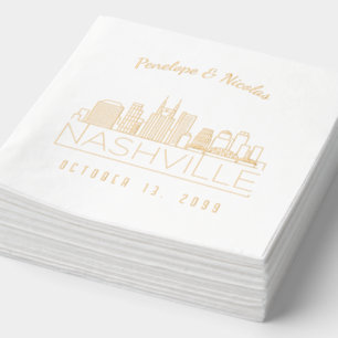 Gold Foil Personalized Nashville Wedding Napkins