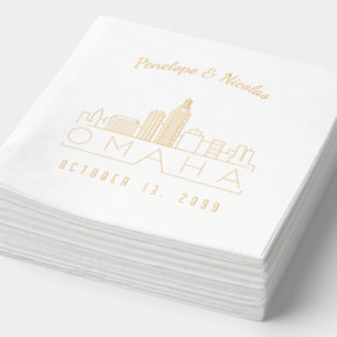 Gold Foil Personalized Omaha Wedding Napkins
