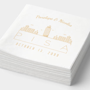 Gold Foil Personalized Pisa Wedding Napkins