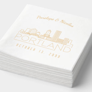 Gold Foil Personalized Portland Wedding Napkins
