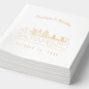 Gold Foil Personalized Sacramento Wedding Napkins