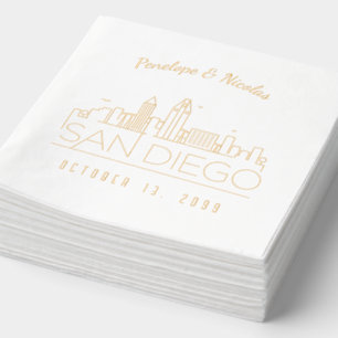 Gold Foil Personalized San Diego Wedding Napkins