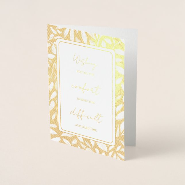 Gold Foil Personalized Sympathy card. Foil Card (Front)