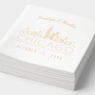 Gold Foil Personnalisé Chicago Mariage Napkins