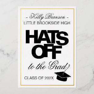 Gold Foil Photo Faire-part de graduation Casquette