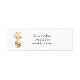 Gold Foil Pineapple Return Address Label