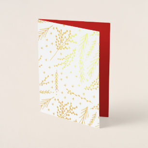 Gold Foil Pines Christmas Holiday Greeting Card