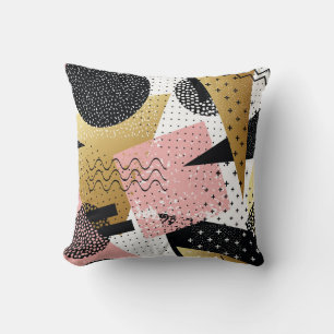 Gold Foil Pink Abstract Pattern Throw Pillow