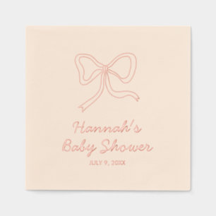Gold Foil Pink Coquette Bow Baby Shower Napkins