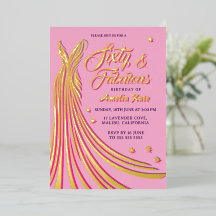 Gold Foil Pink Gown 60th Birthday Party Real