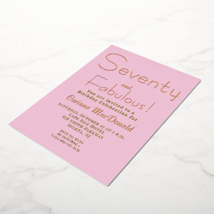 Gold Foil Pink Seventy & Fabulous 70th Birthday