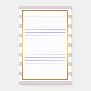 Gold Foil Pink Stripe white Lined Business Lines Post-it Notes