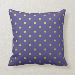 Gold Foil Polka Dots Modern Dark Purple Metallic Throw Pillow