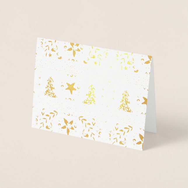 Gold Foil Pretty Festive Happy Christmas Card (Front)