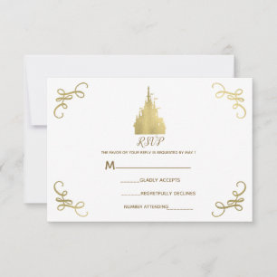 Gold Foil Princess Castle Storybook RSVP Card