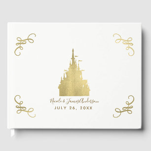 Gold Foil Princess Flag Castle Storybook Wedding Guest Book
