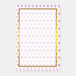 Gold Foil Purple Love Heart Pattern Valentine Post-it Notes