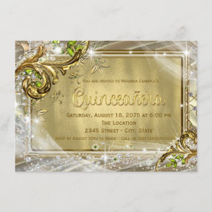 Gold Foil Quinceañera Invitation